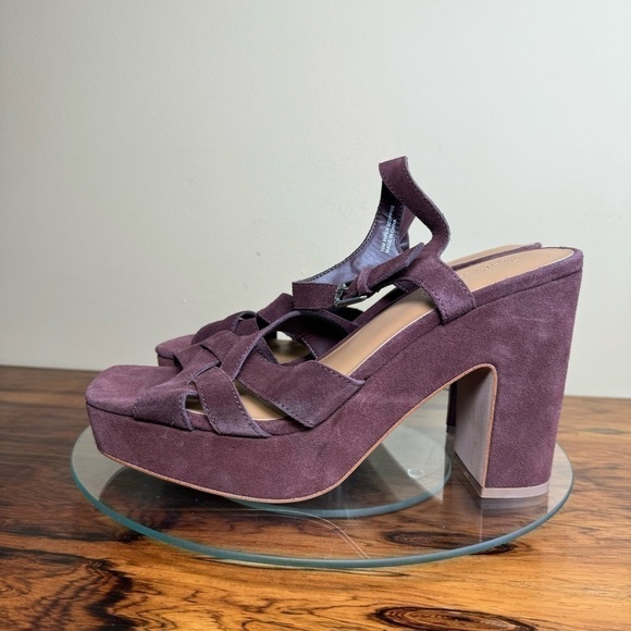 Splendid Piper Heeled Sandals Brown Burgundy Suede - Picture 1 of 15